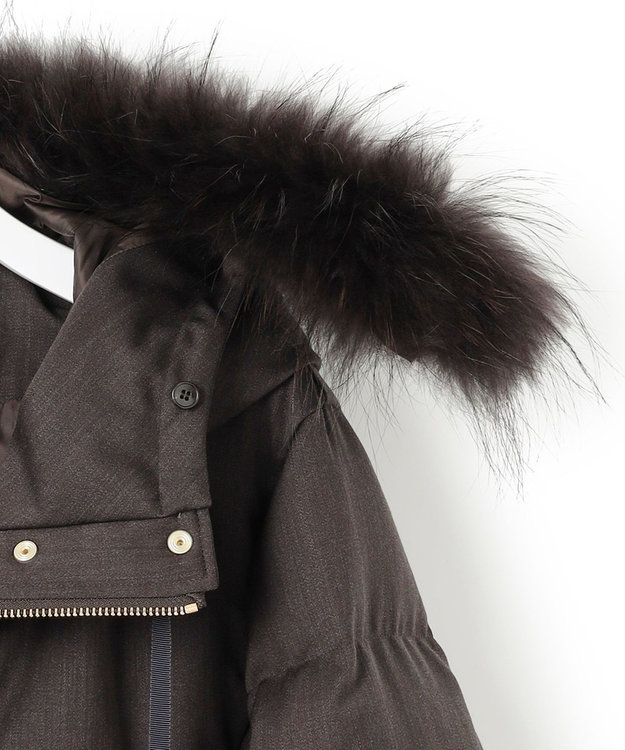 23区 S 【撥水加工】ブライトウール ロングダウンコート ブラウン系