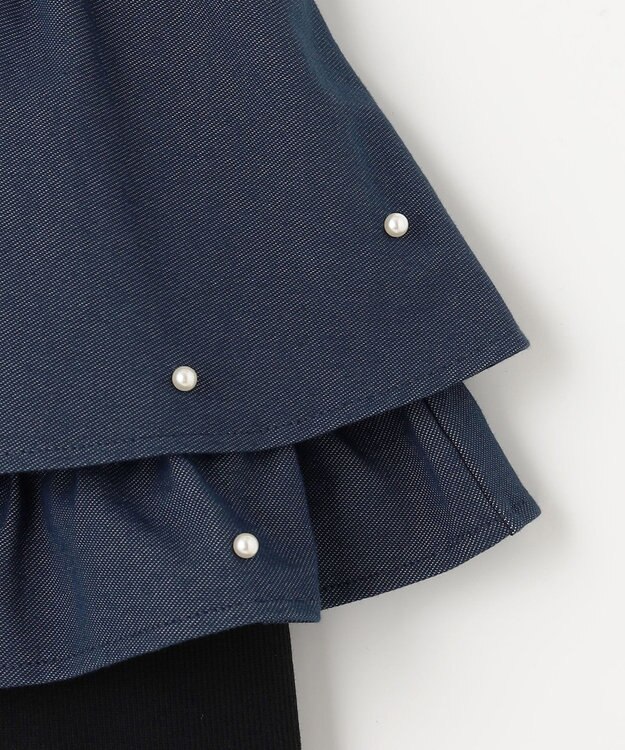 ANY KIDS パール×デニムニットスカッツ ネイビー