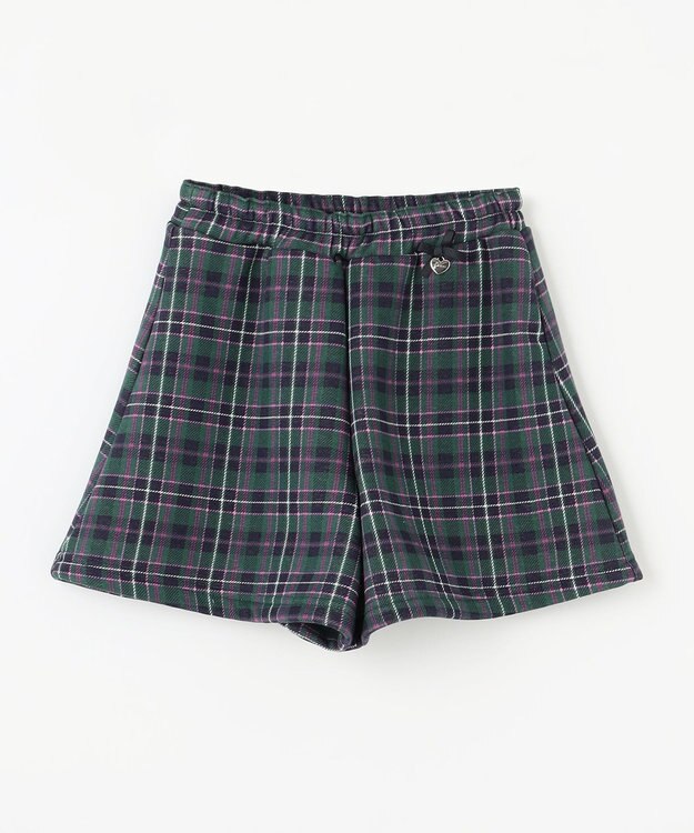 ANY KIDS 裏シャギーチェックショートパンツ グリーン系