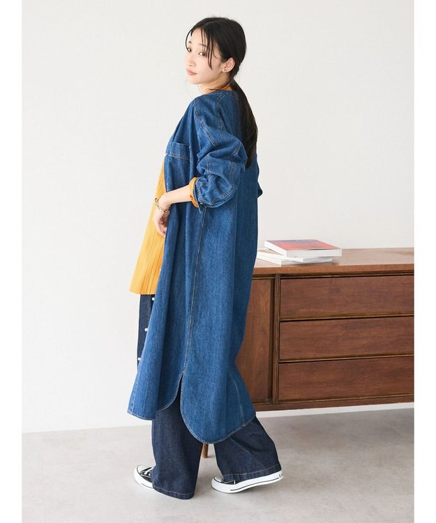 CRAFT STANDARD BOUTIQUE デニムパールボタンワンピース Indigo