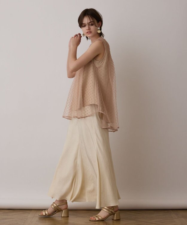 GRACE CONTINENTAL シアージャガードカットトップ ベージュ