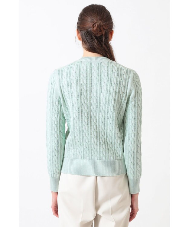 DAKS ミックスケーブルニットカーディガン シルトグリーン