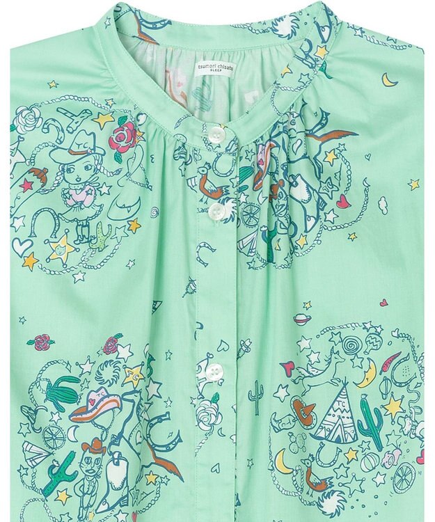 tsumori chisato SLEEP ルームウエア　ワンピース　長袖　綿100%　綿サテン素材　/ワコール　UNX545 メロン