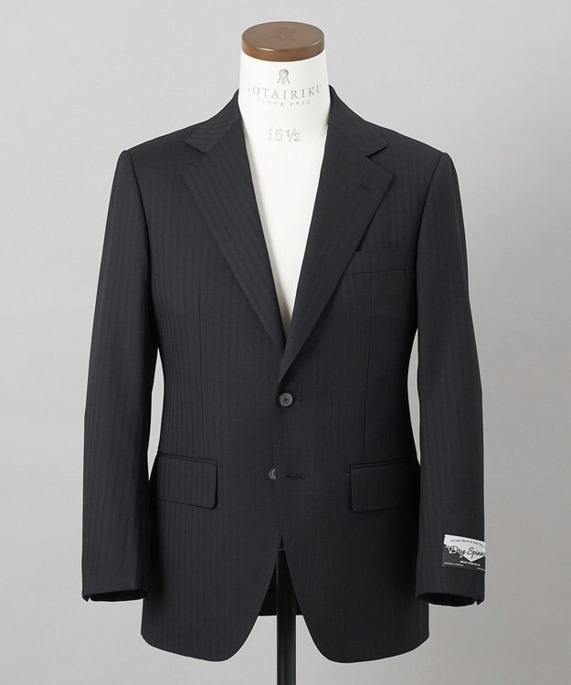 GOTAIRIKU 【御幸毛織】ドライスピナーツイルストレッチスーツ_ブラックストライプ ブラック系1