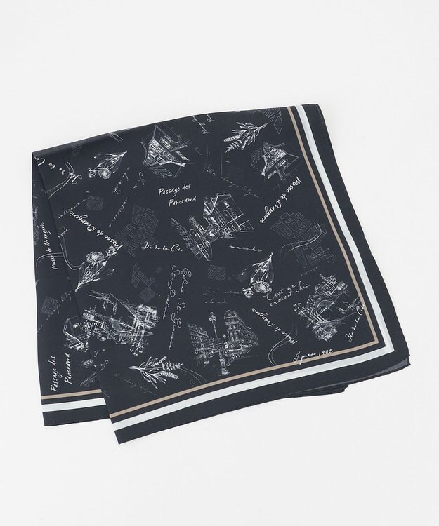 J.PRESS LADIES Ville de Paris スクエア プリント スカーフ ネイビー系5