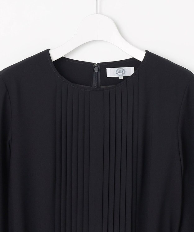 J.PRESS LADIES ノルディス2wayジョーゼット フロントプリーツ ワンピース ネイビー系