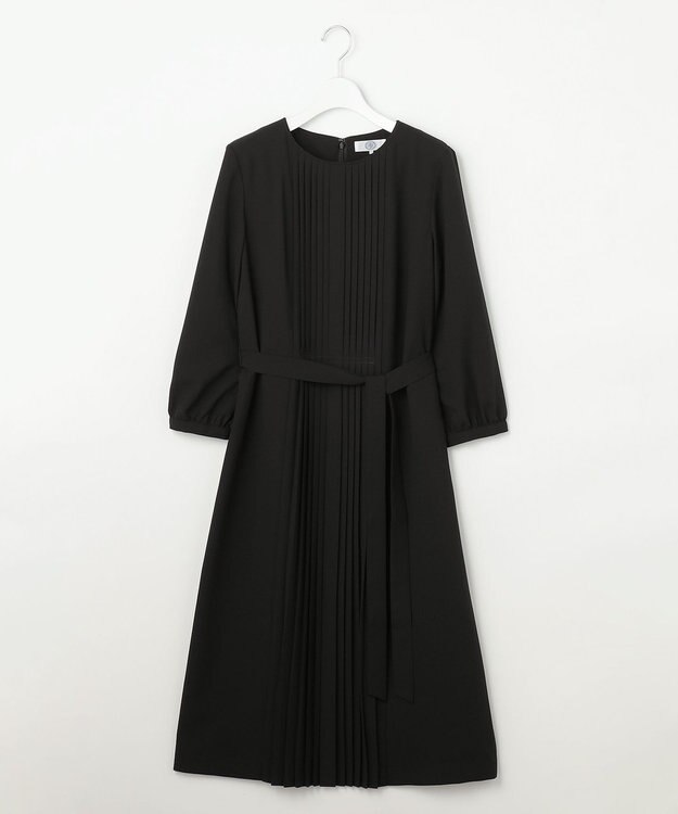 J.PRESS LADIES ノルディス2wayジョーゼット フロントプリーツ ワンピース ブラック系