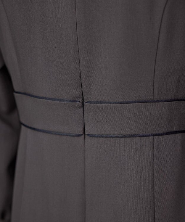 Tiaclasse L パイピングフレアワンピース チャコールグレー