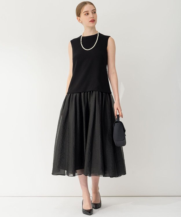 23区 【APPLAUDIR】クリアジョーゼットコンビ ドレス ブラック系