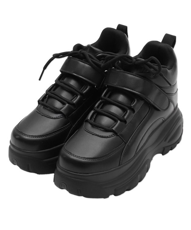 WEGO 【MLサイズ展開】ハイカットベルト厚底スニーカー ブラック