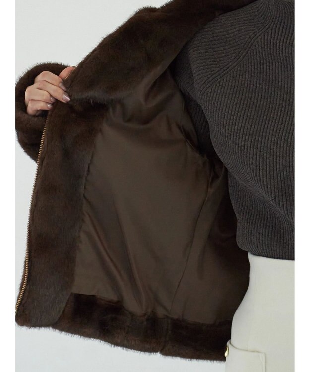 Te chichi 【宮本茉由着用】グラデーションファースタンドジャケット ブラウン