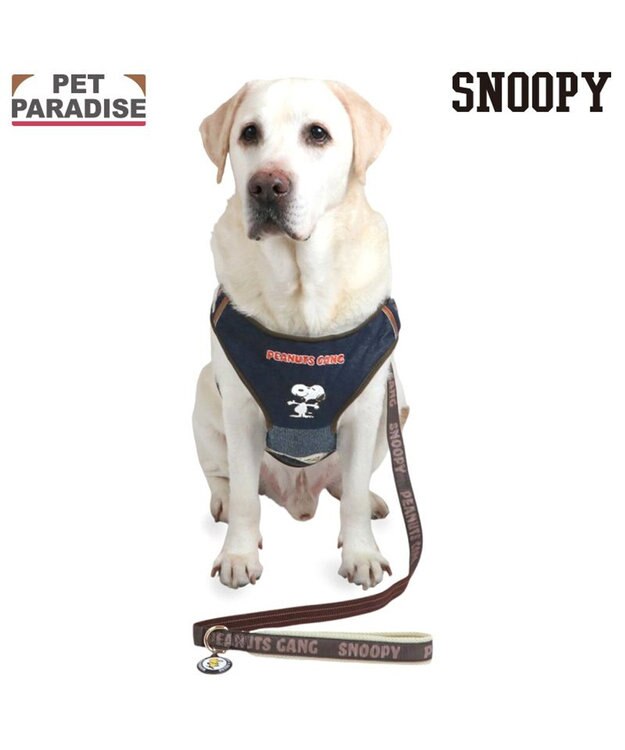 PET PARADISE スヌーピー ハーネス＆リード 《ワッペン柄》 ＳＭ 中型犬 ネイビー