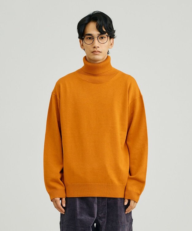 J.PRESS YORK STREET 【UNISEX】ANTI PILLING WOOL タートルニット オレンジ系