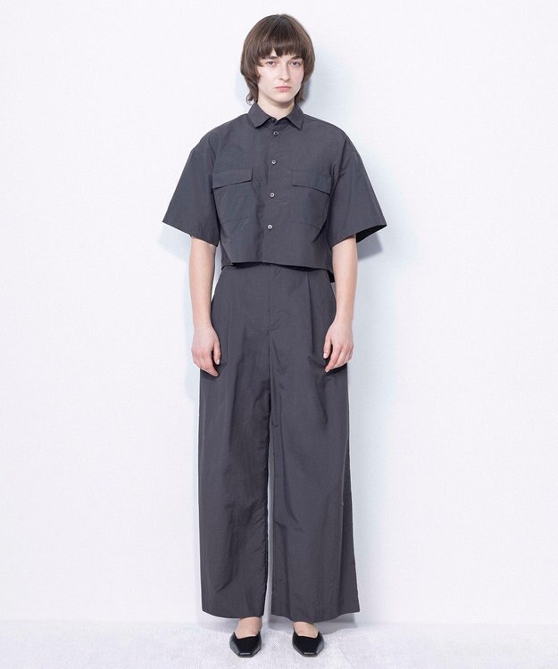 NAVE 【ReNAVE・洗える/撥水加工/接触冷感/UVケア/セットアップ】ナイロンタスラン シャツ グレー系