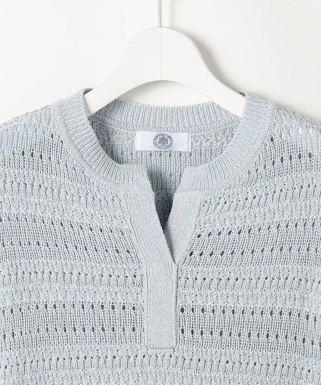 J.PRESS LADIES S CROCHET LIKE PATTERN スッキパー ニット ブルー系