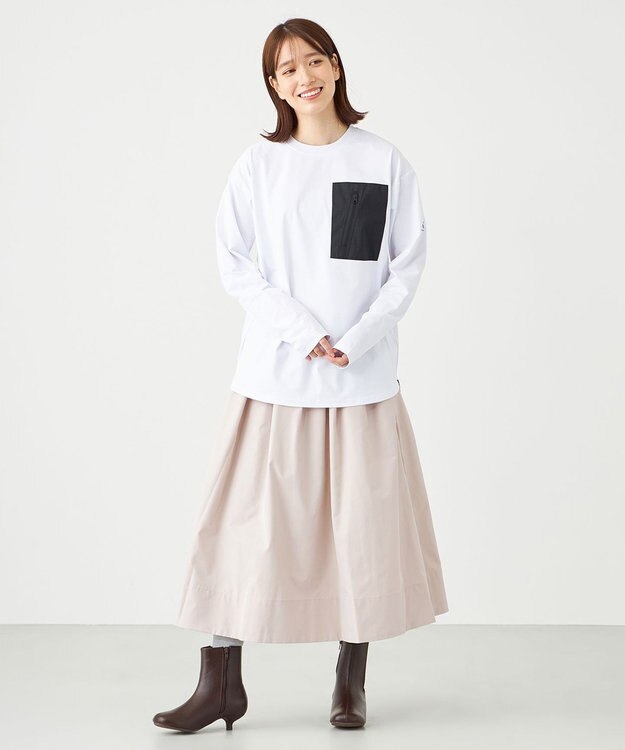 SHARE PARK LADIES 【UVカット・吸水速乾・ストレッチ・軽量 】ＺＩＰポケットＴシャツ（S・Mサイズ） アイボリー系