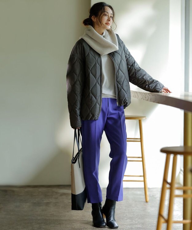 23区 L 【洗える】中綿キルティング ショート ブルゾン スレートグレー