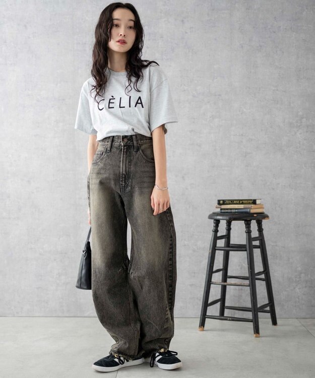 WEGO ヴィンテージウォッシュカーブデニムパンツ ブラックその他