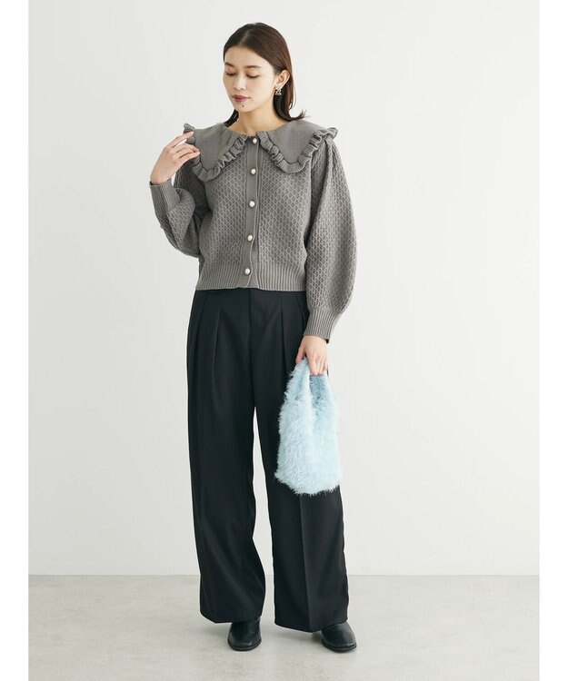 Green Parks ・Ｐｅｔｉｔ　Ｆｌｅｕｒ　ビッグカラーニットカーデ Gray