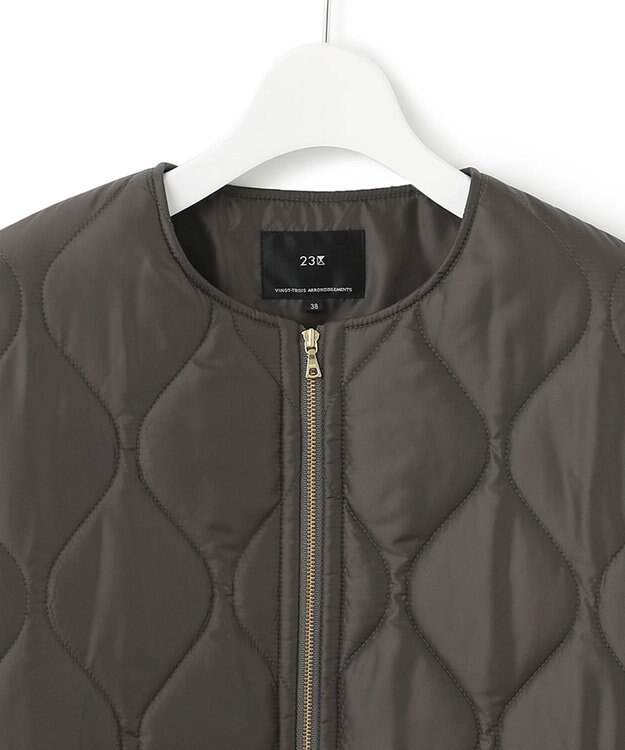 23区 L 【洗える】中綿キルティング ショート ブルゾン スレートグレー