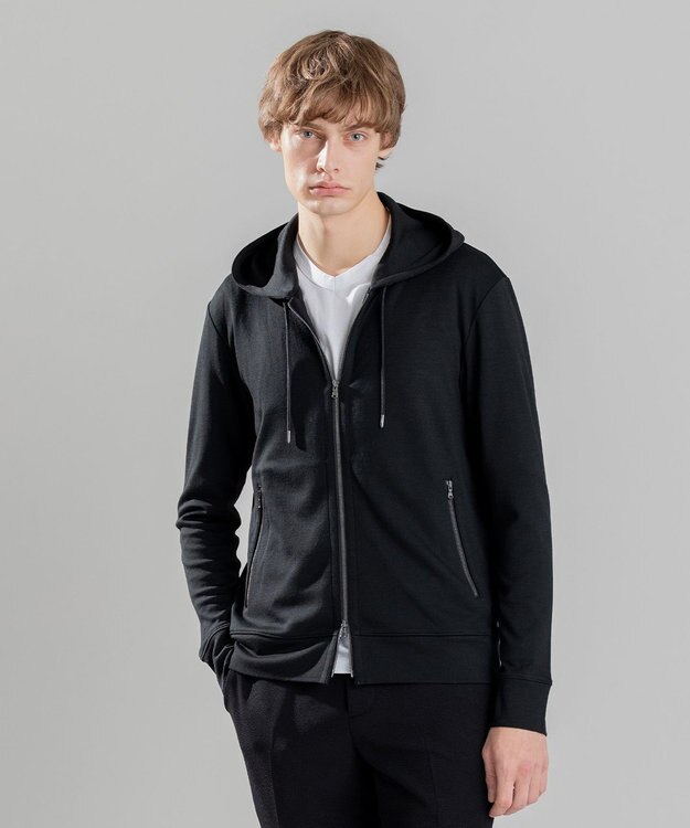 JOSEPH HOMME FINE WOOL PONTI HOODIE ブラック系