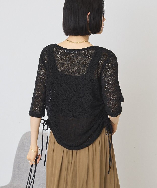 AMERICAN HOLIC レース5分袖カーディガン Black