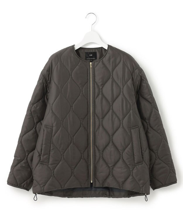 23区 L 【洗える】中綿キルティング ショート ブルゾン スレートグレー