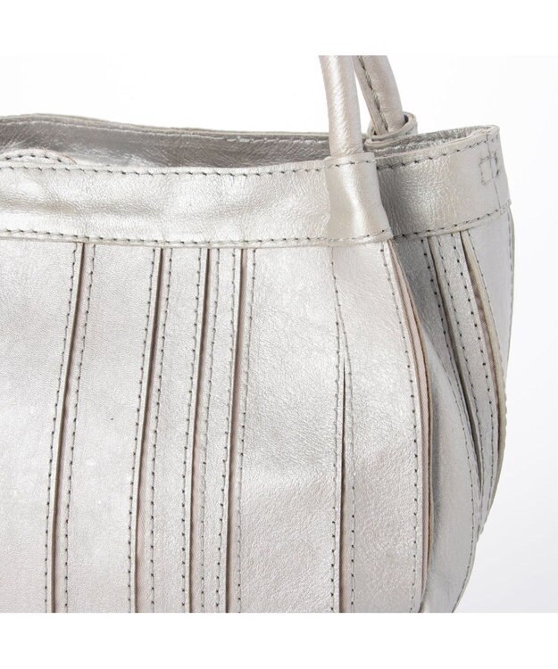 UNBILLION ピークスピーク PEAKS PEAK / ソフトレザーマルチストライプラウンド2wayバッグ シルバー