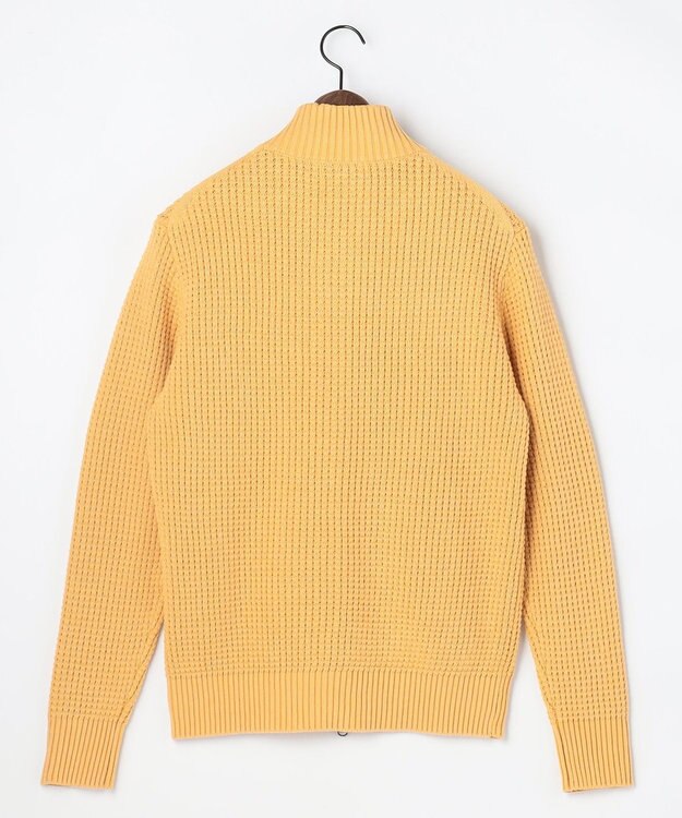 JOSEPH ABBOUD 【キングサイズ・3シーズン活躍する綿ブレンド】コットンアクリルバルキー ジップニット ブルゾン ライトオレンジ系