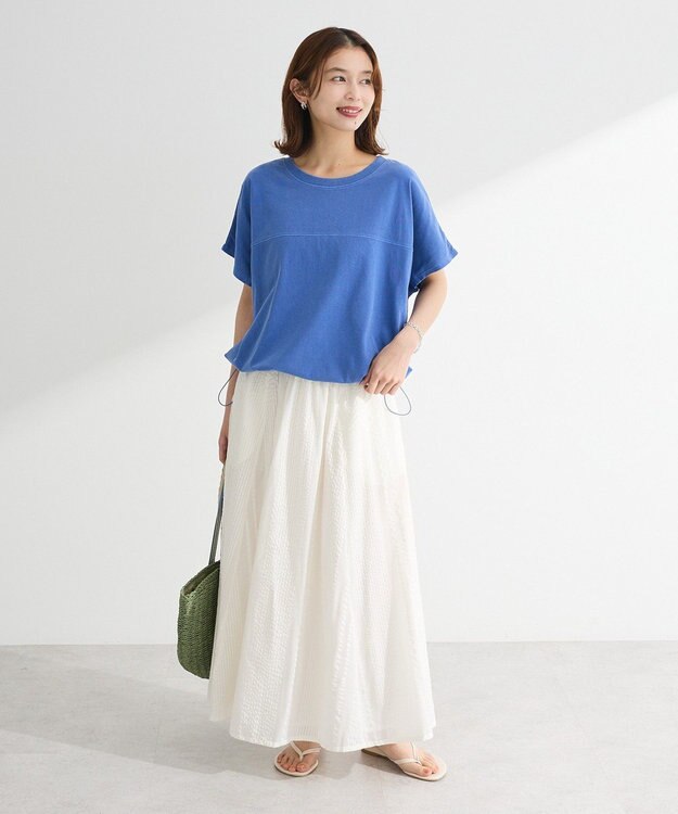 Green Parks Ｉ　シアーサッカーギャザースカート Ivory