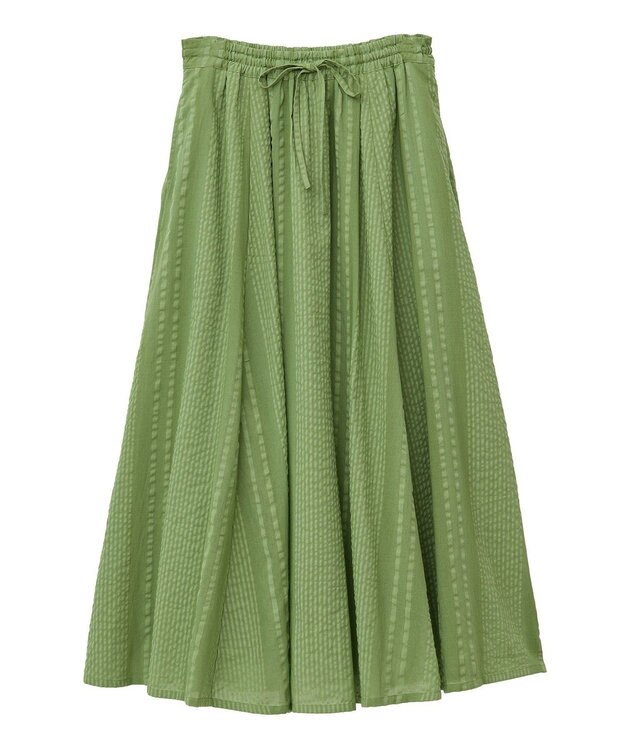 Green Parks Ｉ　シアーサッカーギャザースカート Ivory