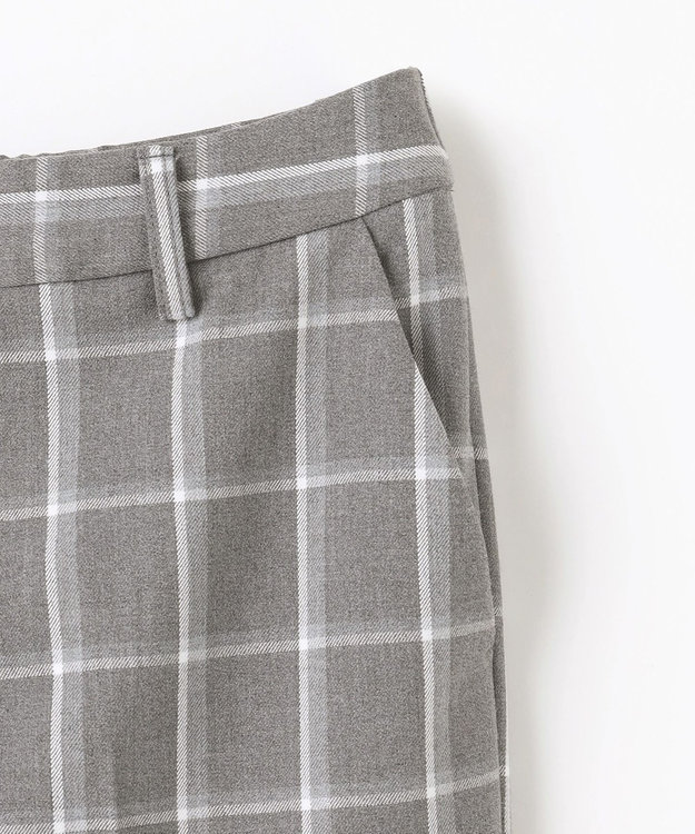 ANY 【洗濯機可/ストレッチ/ウエストゴム/裏起毛】マルチファンクションストレッチチェックテーパードパンツ グレーチェック