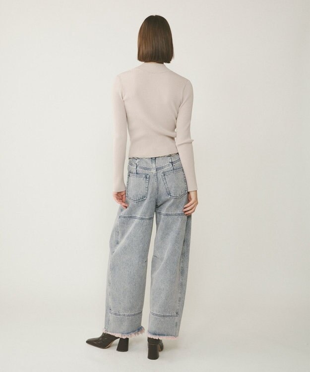 GRACE CONTINENTAL リブニットzipトップ ベージュ