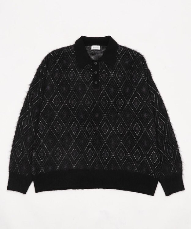 WEGO 【ユニセックス着用ITEM】アーガイルニットポロ ブラック