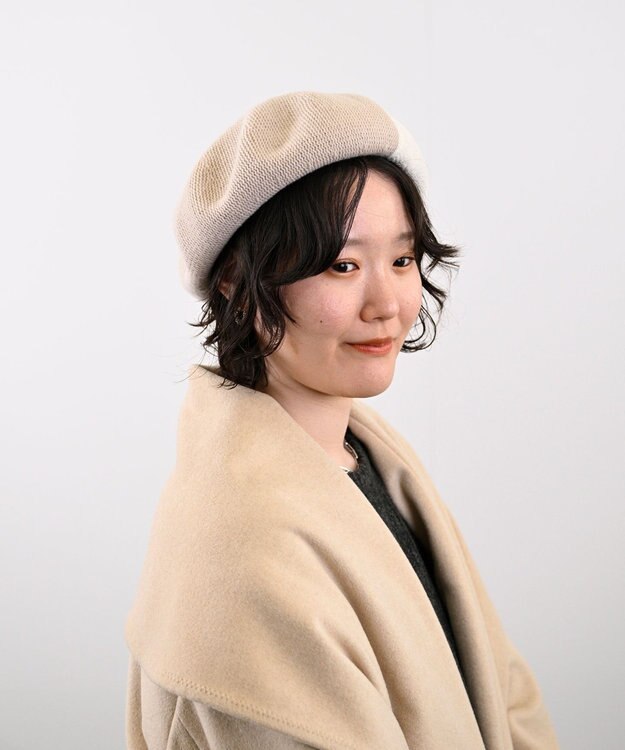 ATRENA 【日本製】カシミヤ混ケーブル掛け合わせベレー ベージュ