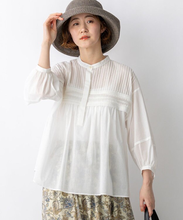 23区 【先行予約】コットンボイル ピンタック ブラウス ホワイト系