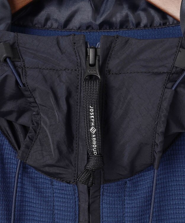 JOSEPH ABBOUD MOUNTAIN 【異素材コンビネーション】グリットワッフルアクティブパーカー ブルー系