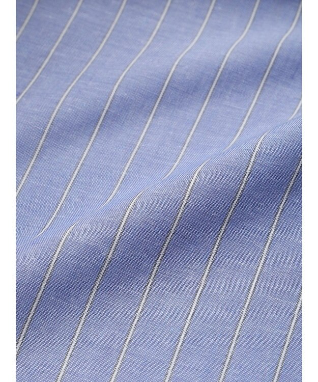 Green Parks 綿麻混スキッパーミニワンピース Stripe Sax