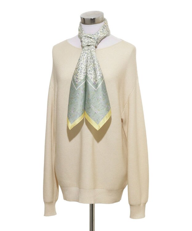 MOONBAT 【シルク100%】MACKINTOSH PHILOSOPHY(マッキントッシュ フィロソフィー）小花柄 シルクプリントスカーフ 日本製 68cm×68cm  UV対策 ミントグリーン