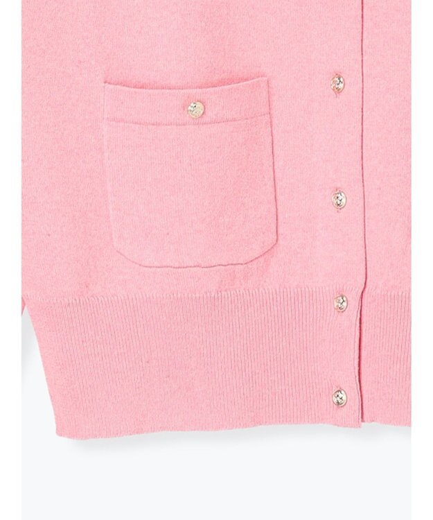 Te chichi ポケット付きクルーネックカーディガン ピンク