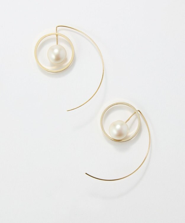 Phoebe 〈金属アレルギー対応〉モーションリングパールピアス/ニッケルフリー/大ぶり/存在感◎/主役級 ホワイト