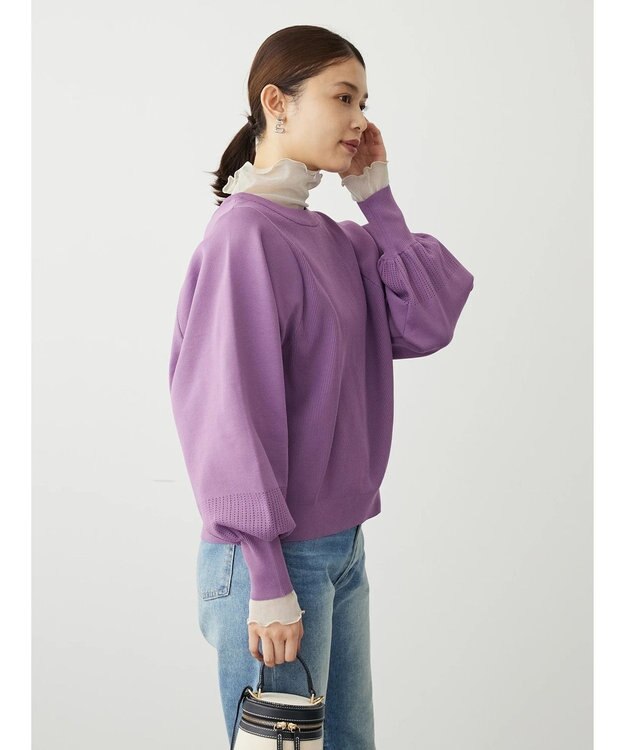 Green Parks ・ｆｕｒｒｙ　ｒａｔｅ２ｗａｙかる~いニットカーデ Purple