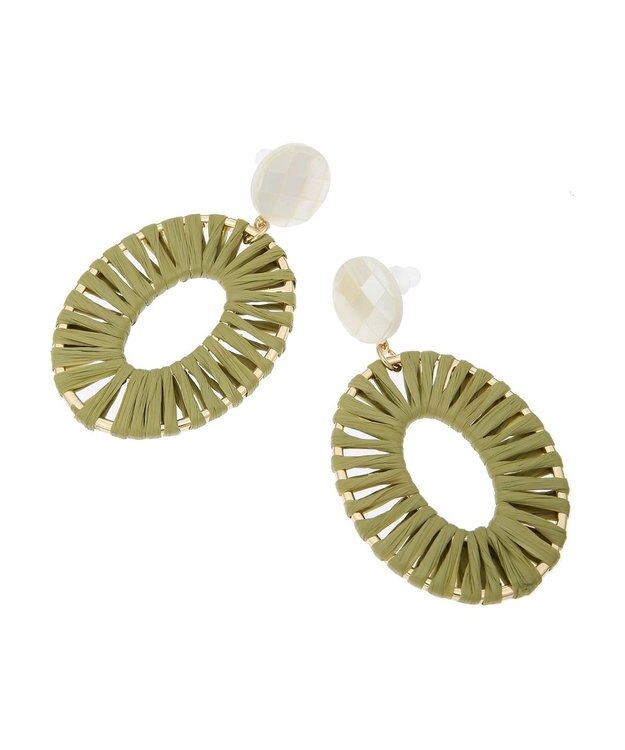 Green Parks ｅｖｅｒｙ　ｗａｌｋ．シェルパーツラウンド編みピアス Green