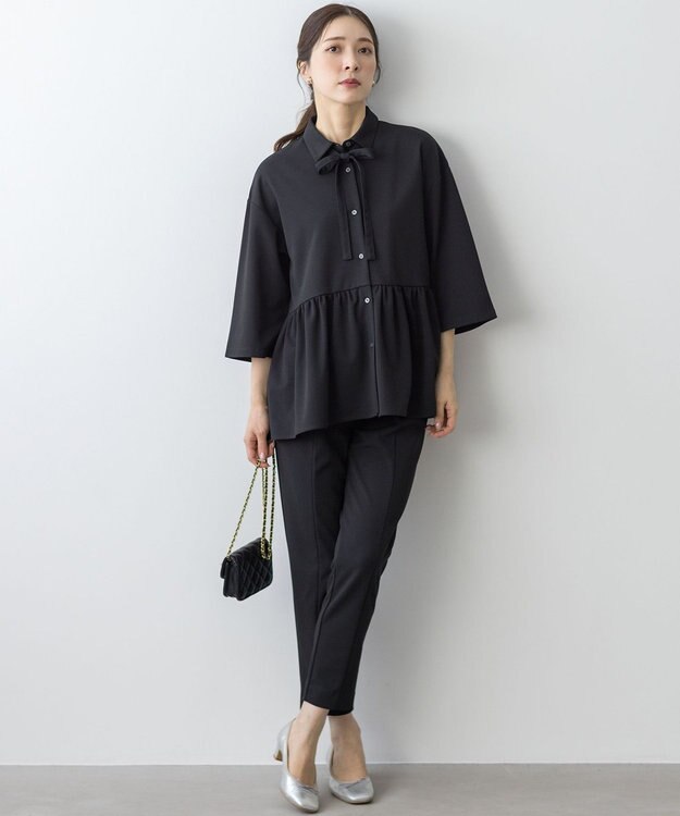 組曲 S 【ご好評につき追加生産！】ジョーゼットジャージースタイルアップ パンツ ブラック系