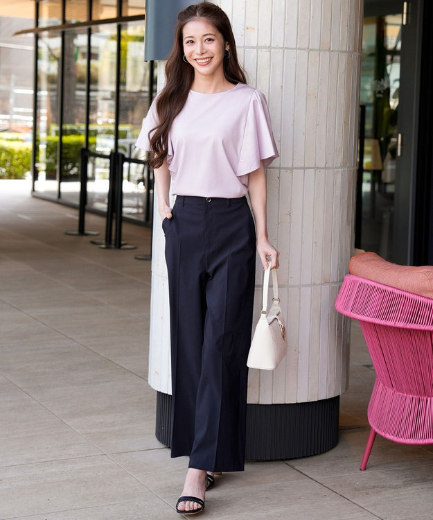 ANY SIS S エアリーストレッチ ワイドパンツ ネイビー