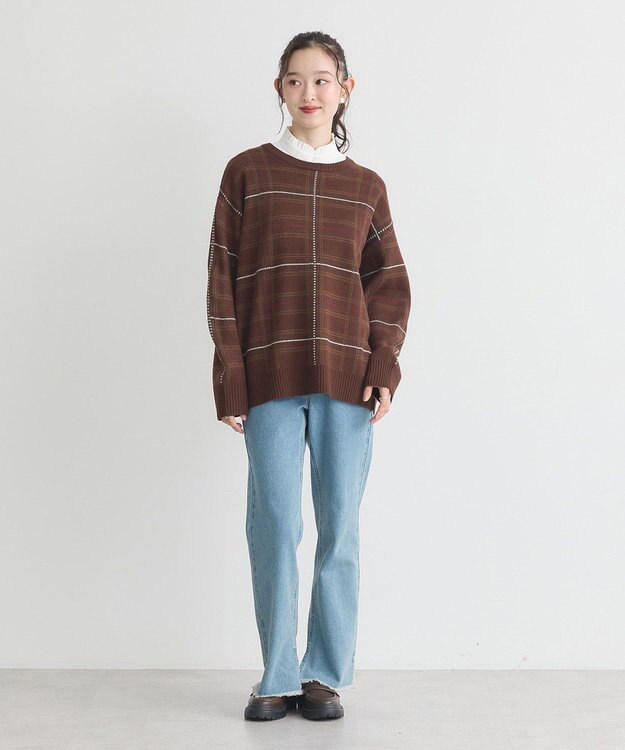 earth music&ecology チビフリルスタンドカラー付け襟 Off White