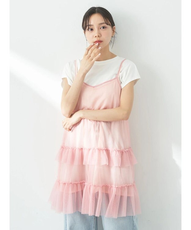 earth music&ecology チュールミニキャミワンピース Pink
