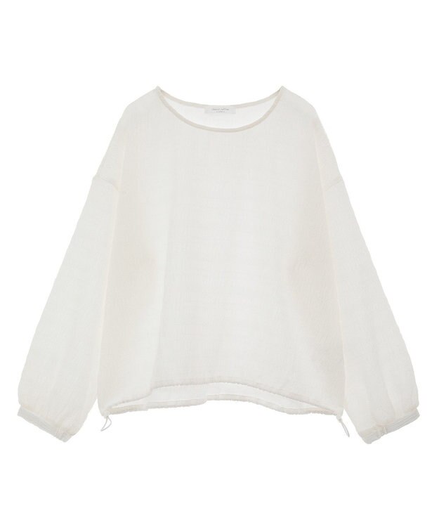 Green Parks 裾ドロスト表面長袖プルオーバー Ivory