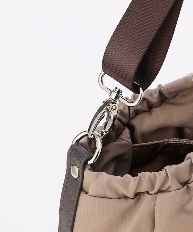 LA BAGAGERIE 【MONICA】サイドギャザー2WAYトートバッグ Mサイズ ベージュ