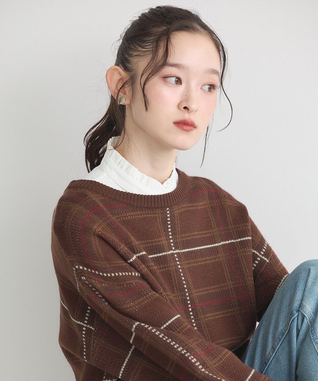 earth music&ecology チビフリルスタンドカラー付け襟 Off White